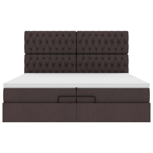 Ottoman-Bett mit Matratzen Dunkelbraun 200x200 cm Stoff