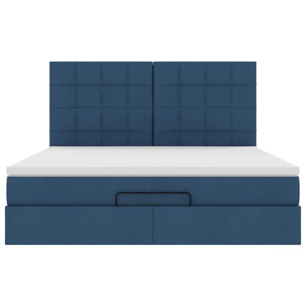 Ottoman-Bett mit Matratze Blau 180x200 cm Stoff