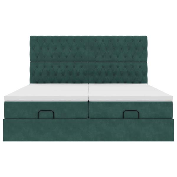 Ottoman-Bett mit Matratzen Dunkelgrün 180x200 cm Samt