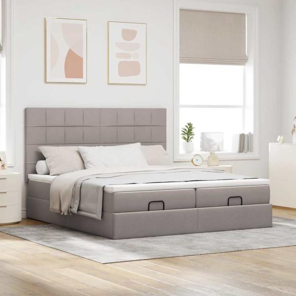 ARDEBO.de - Ottoman-Bett mit Matratzen Taupe 180x200 cm Stoff