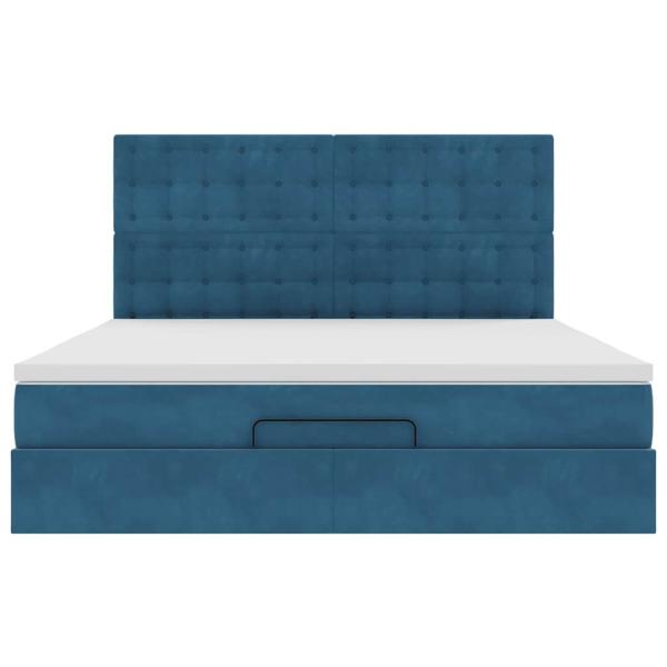 Ottoman-Bett mit Matratzen Dunkelblau 180x200 cm Samt
