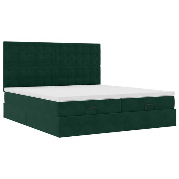 Ottoman-Bett mit Matratzen Dunkelgrün 200x200 cm Samt