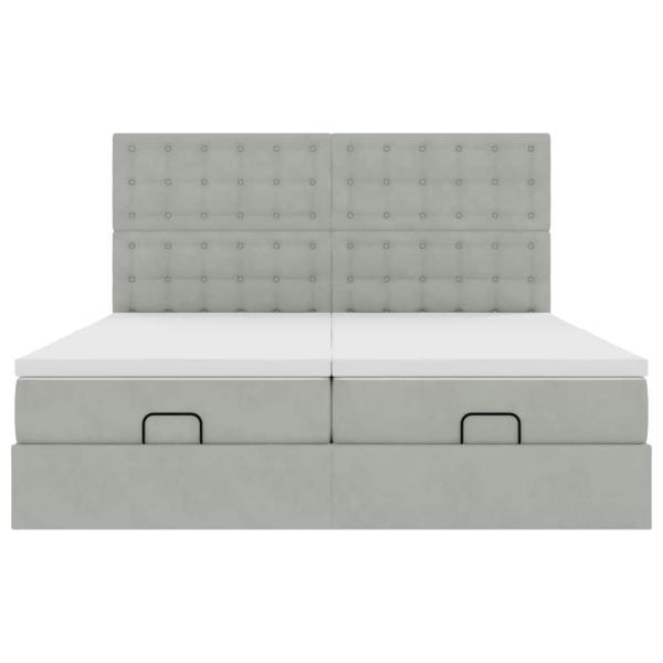 Ottoman-Bett mit Matratzen Hellgrau 180x200 cm Samt