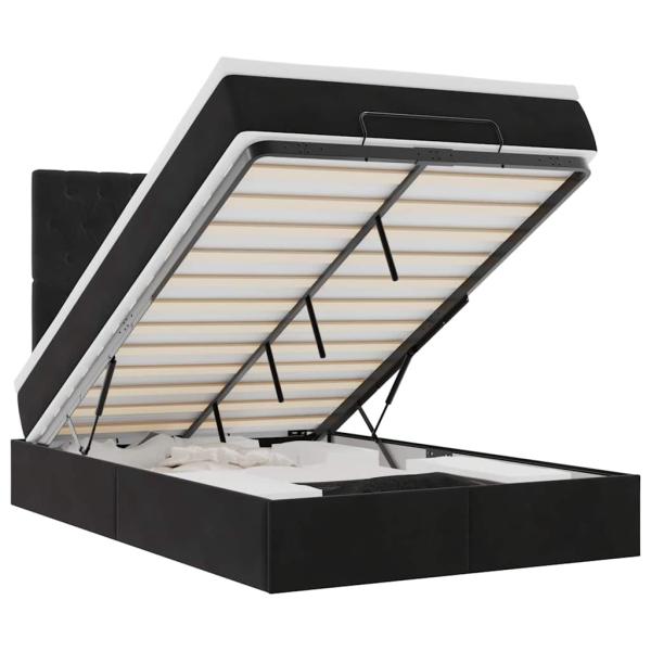 Ottoman-Bett mit Matratzen Schwarz 120x190 cm Samt