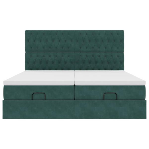 Ottoman-Bett mit Matratzen Dunkelgrün 160x200 cm Samt