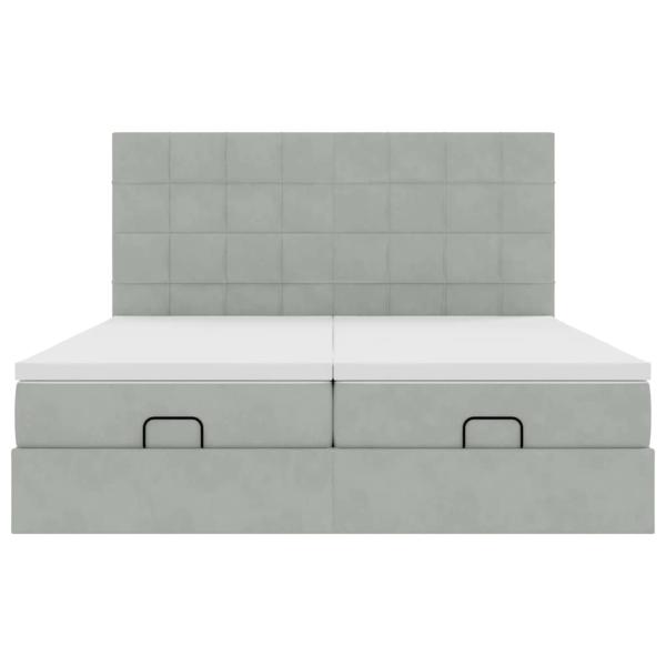 Ottoman-Bett mit Matratzen Hellgrau 160x200 cm Samt