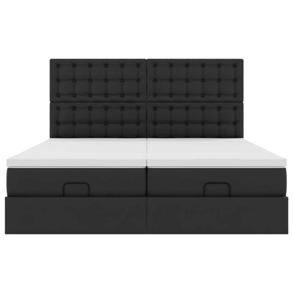 Ottoman-Bett mit Matratzen Schwarz 180x200 cm Kunstleder