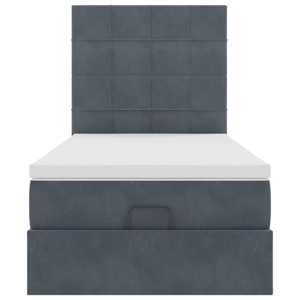 Ottoman-Bett mit Matratzen & LEDs Dunkelgrau 100x200 cm Samt