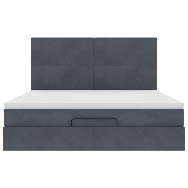 Ottoman-Bett mit Matratzen Dunkelgrau 180x200 cm Samt
