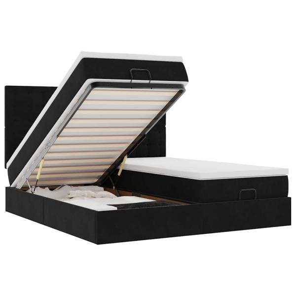 Ottoman-Bett mit Matratzen Schwarz 180x200 cm Samt