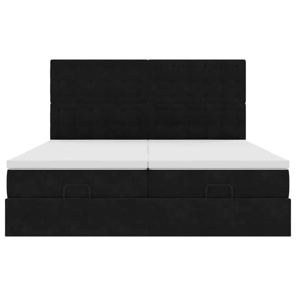 Ottoman-Bett mit Matratzen Schwarz 180x200 cm Samt