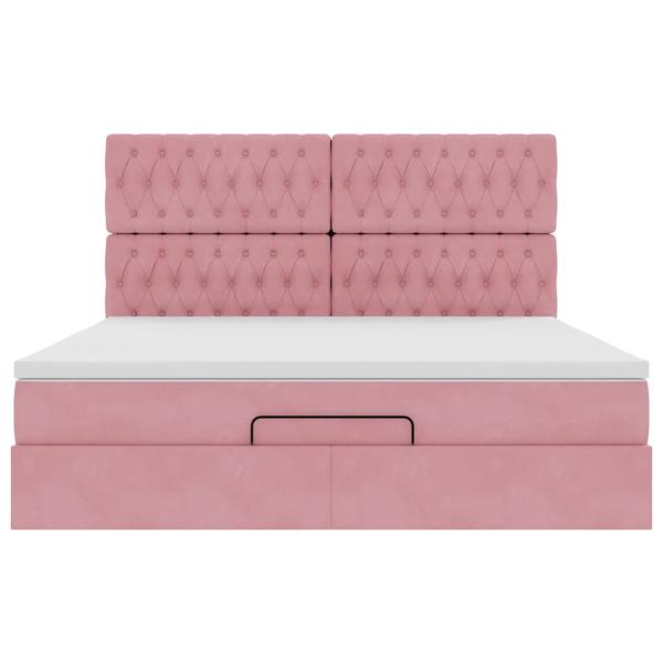 Ottoman-Bett mit Matratzen Rosa 180x200 cm Samt