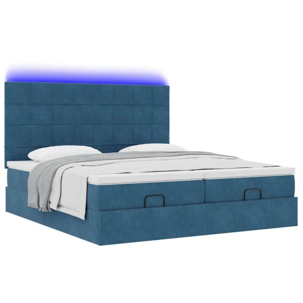 Ottoman-Bett mit Matratzen Dunkelblau 200x200 cm Samt