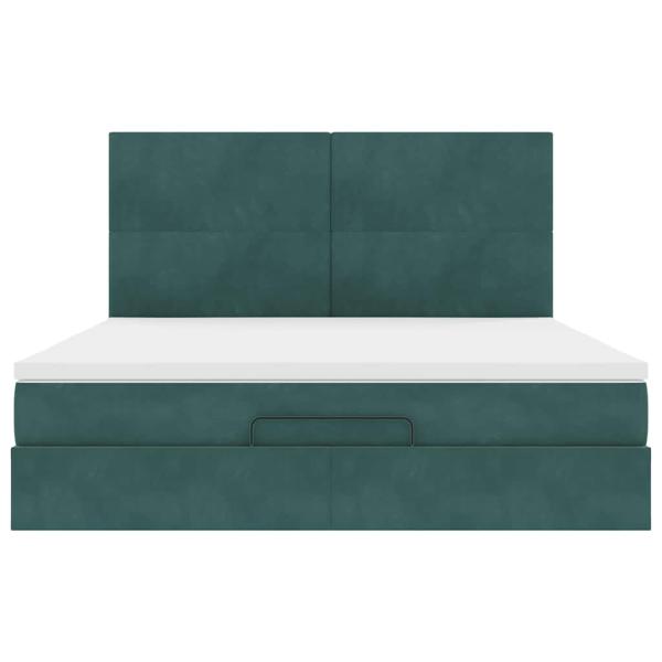Ottoman-Bett mit Matratzen Dunkelgrün 180x200 cm Samt