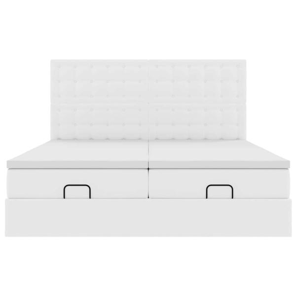 Ottoman-Bett mit Matratzen Reinweiß 200x200 cm Kunstleder
