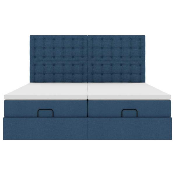 Ottoman-Bett mit Matratzen Blau 200x200 cm Stoff