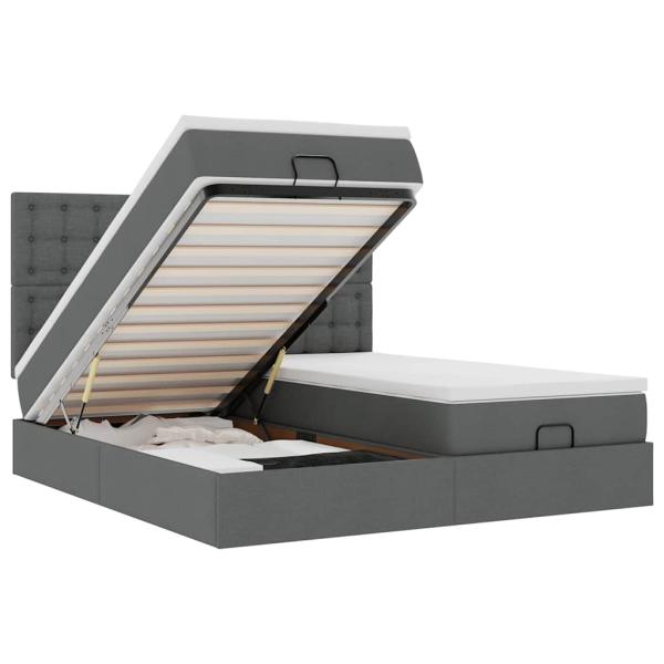 Ottoman-Bett mit Matratzen Dunkelgrau 160x200 cm Stoff