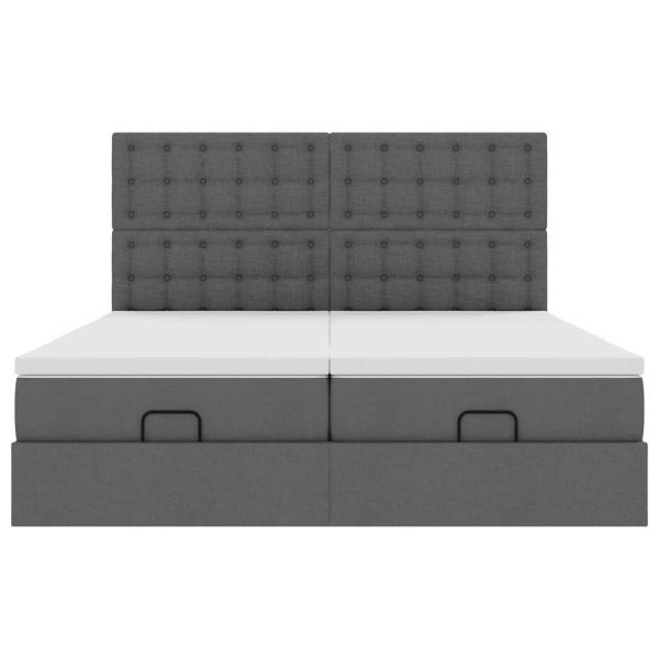 Ottoman-Bett mit Matratzen Dunkelgrau 160x200 cm Stoff