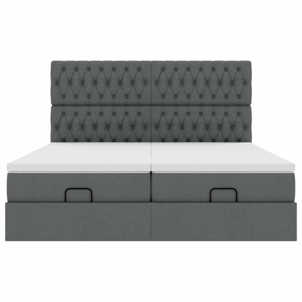 Ottoman-Bett mit Matratzen Dunkelgrau 160x200 cm Stoff