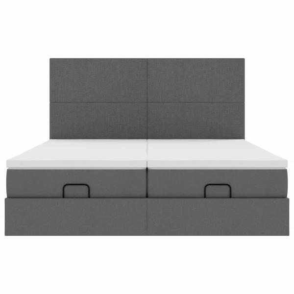 Ottoman-Bett mit Matratzen Dunkelgrau 160x200 cm Stoff