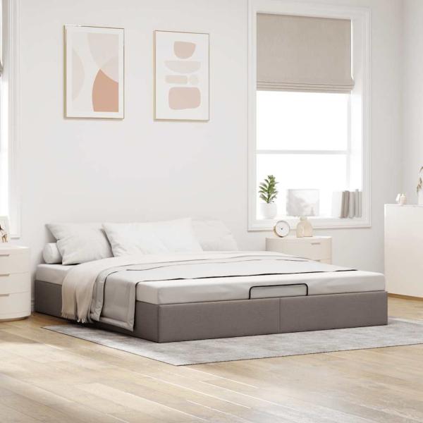 Ottoman-Bett ohne Matratze Taupe 200x200 cm Stoff
