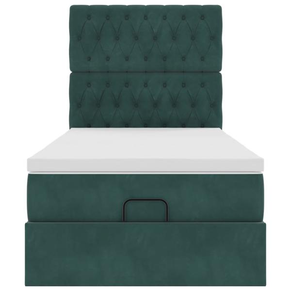 Ottoman-Bett mit Matratzen Dunkelgrün 80x200 cm Samt