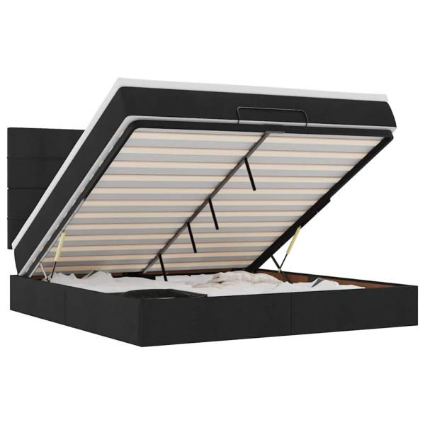 Ottoman-Bett mit Matratze Schwarz 180x200 cm Stoff