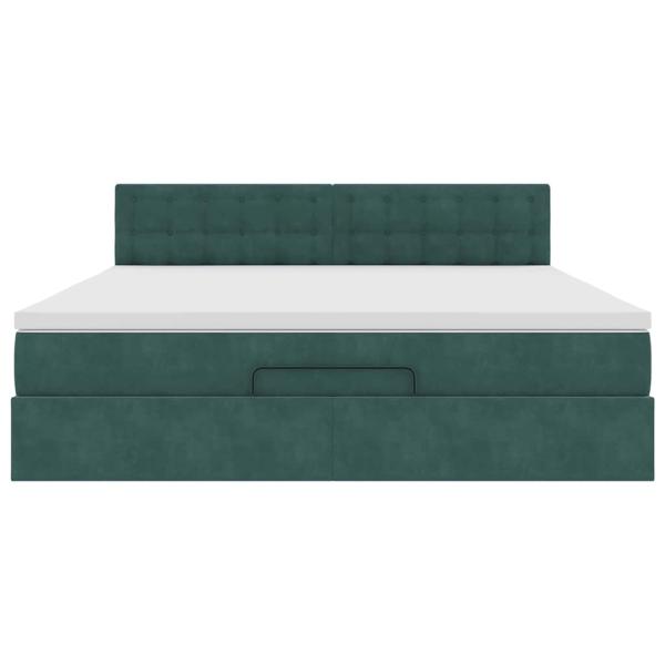 Ottoman-Bett mit Matratze Dunkelgrün 180x200 cm Samt