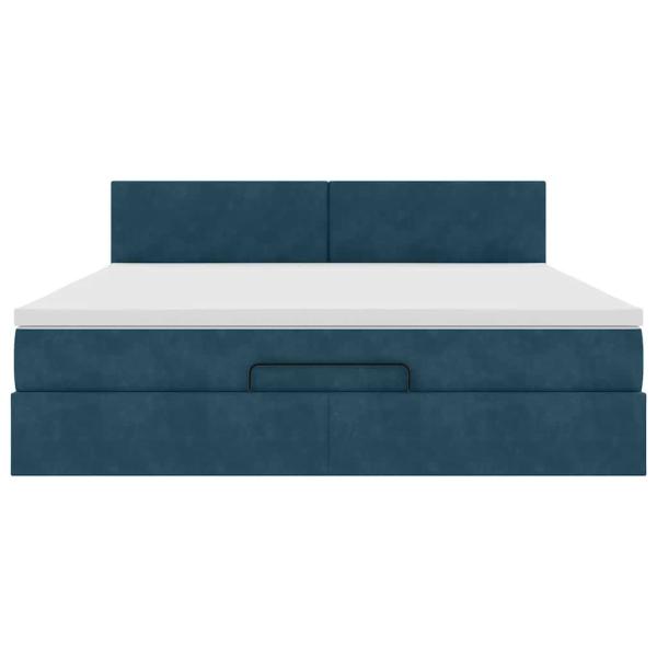 Ottoman-Bett mit Matratze Dunkelblau 180x200 cm Samt