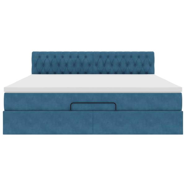 Ottoman-Bett mit Matratze Dunkelblau 180x200 cm Samt