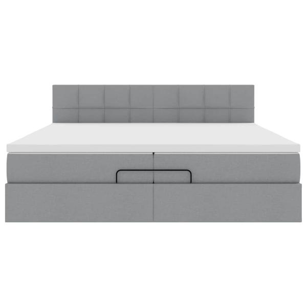 Ottoman-Bett mit Matratze Hellgrau 200x200 cm Stoff