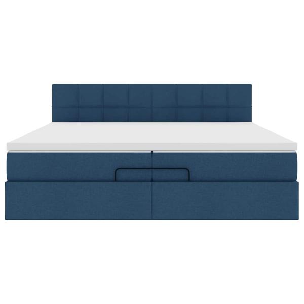 Ottoman-Bett mit Matratze Blau 200x200 cm Stoff