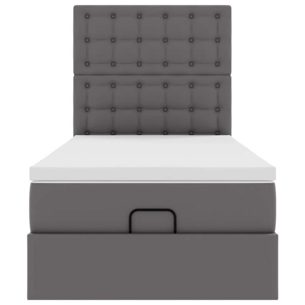 Ottoman-Bett mit Matratze Grau 90x190 cm Kunstleder