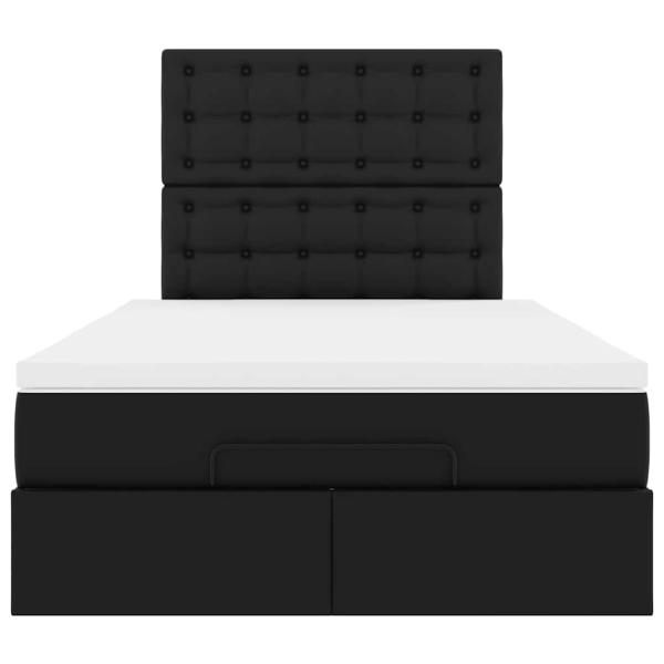Ottoman-Bett mit Matratze Schwarz 120x190 cm Kunstleder