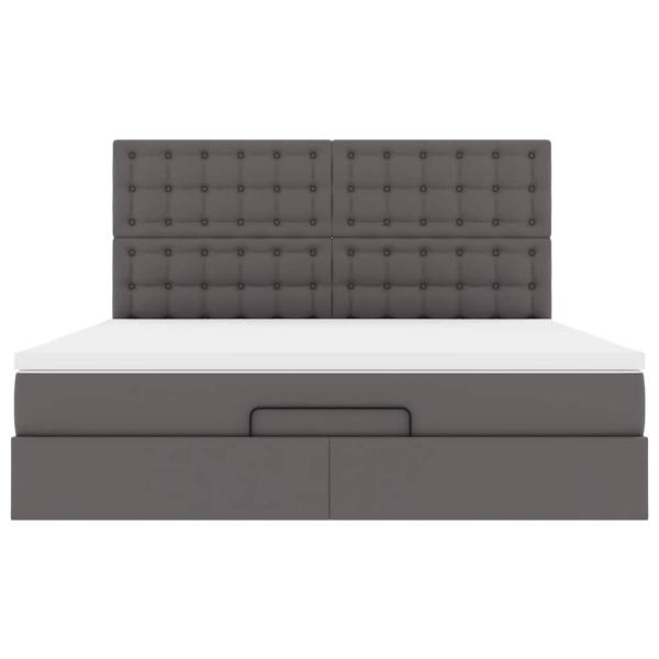Ottoman-Bett mit Matratze Grau 180x200 cm Kunstleder