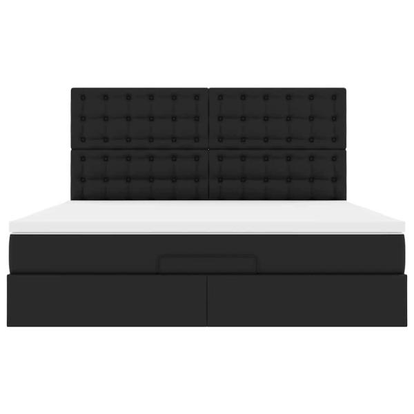 Ottoman-Bett mit Matratze Schwarz 180x200 cm Kunstleder