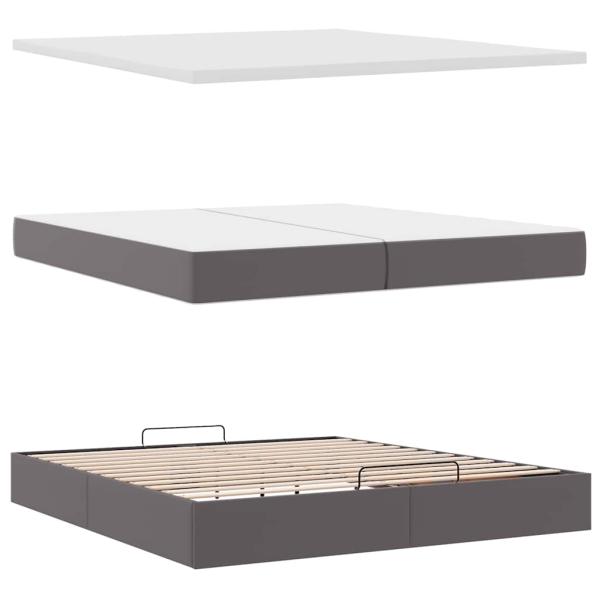 Ottoman-Bett mit Matratzen Grau 200x200 cm Kunstleder