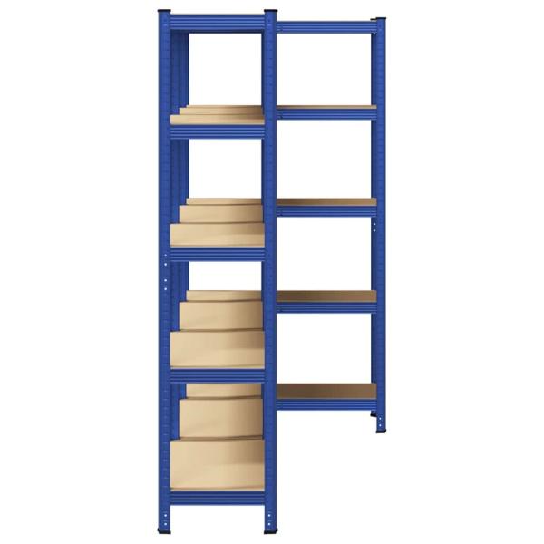 Lagerregale mit 5 Böden 3 Stk. Blau Stahl & Holzwerkstoff