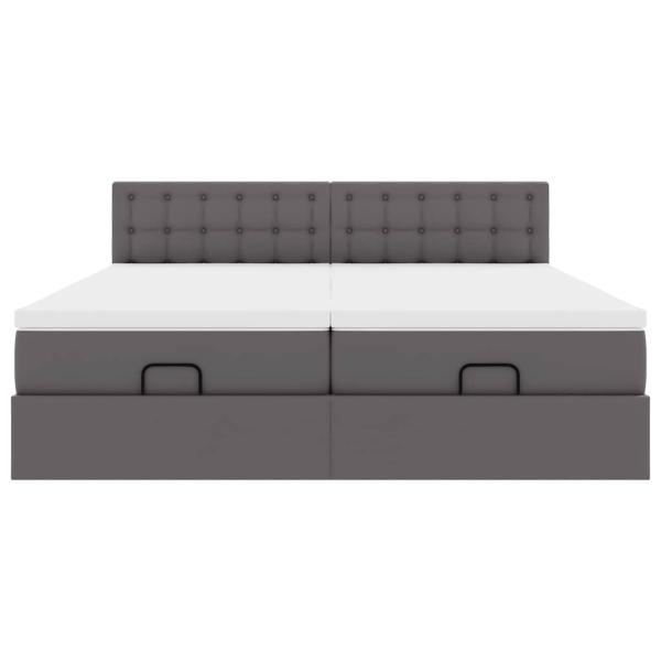 Ottoman-Bett mit Matratzen Grau 180x200 cm Kunstleder