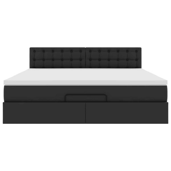 Ottoman-Bett mit Matratze Schwarz 180x200 cm Kunstleder
