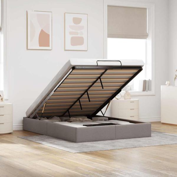 ARDEBO.de - Ottoman-Bett ohne Matratze Taupe 140x190 cm Stoff