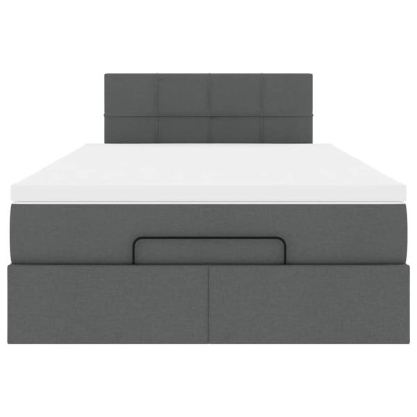 Ottoman-Bett mit Matratze Dunkelgrau 120x190 cm Stoff
