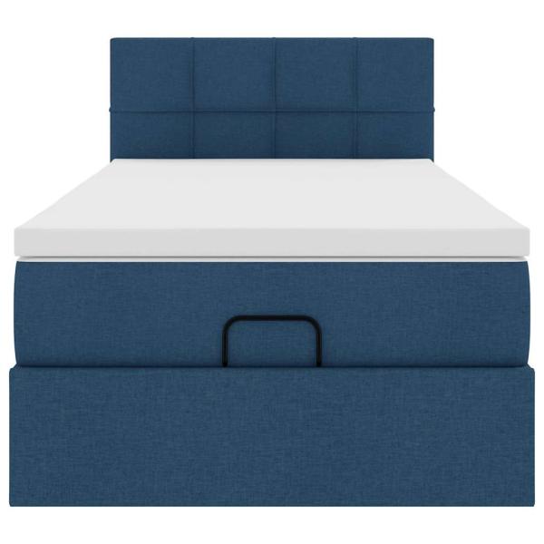 Ottoman-Bett mit Matratze Blau 90x200 cm Stoff