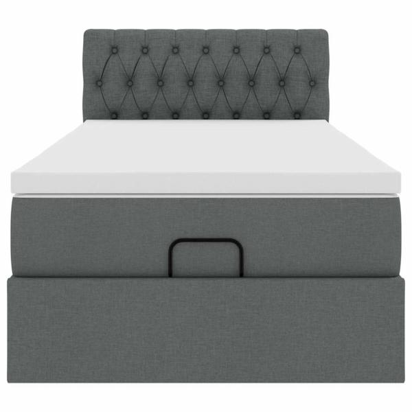 Ottoman-Bett mit Matratze Dunkelgrau 90x200 cm Stoff