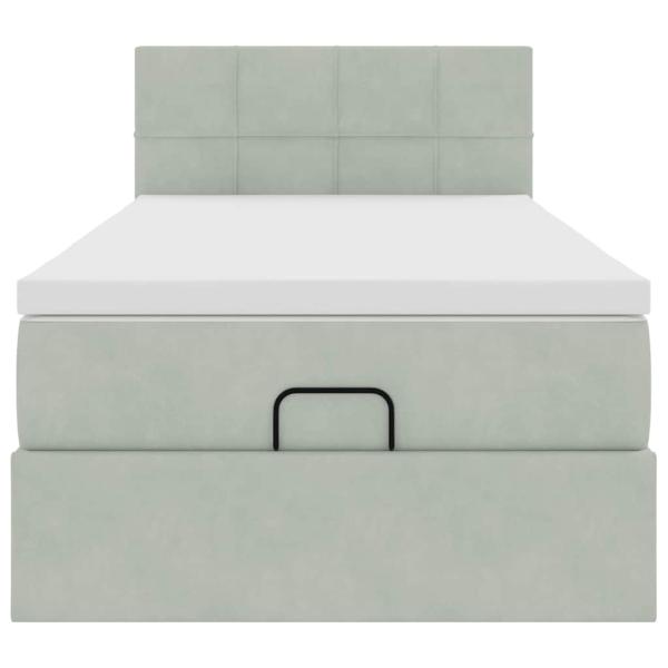 Ottoman-Bett mit Matratze Hellgrau 90x200 cm Samt