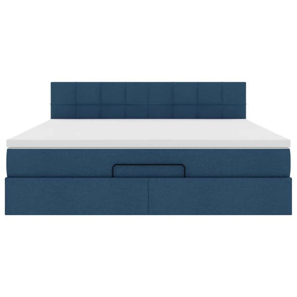 Ottoman-Bett mit Matratze Blau 180x200 cm Stoff