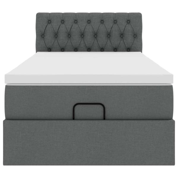 Ottoman-Bett mit Matratze Dunkelgrau 100x200 cm Stoff