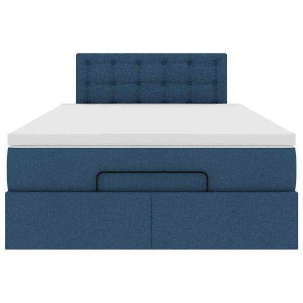 Ottoman-Bett mit Matratze Blau 120x190 cm Stoff