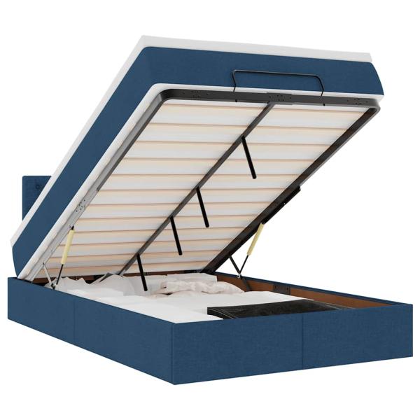 Ottoman-Bett mit Matratze Blau 120x200 cm Stoff