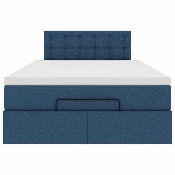 Ottoman-Bett mit Matratze Blau 120x200 cm Stoff